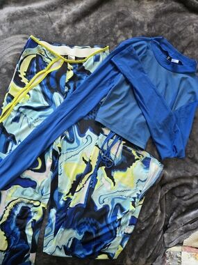 Matching Set! H&M Blue, Turquoise & Lime Bottoms + Crop Top
